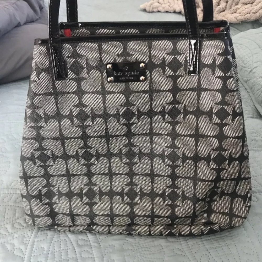 Kate spade black and white spade large tote